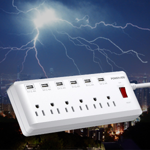 Poweradd Power Strip 6 Outlets 6 Smart USB Charging Ports Surge Protector